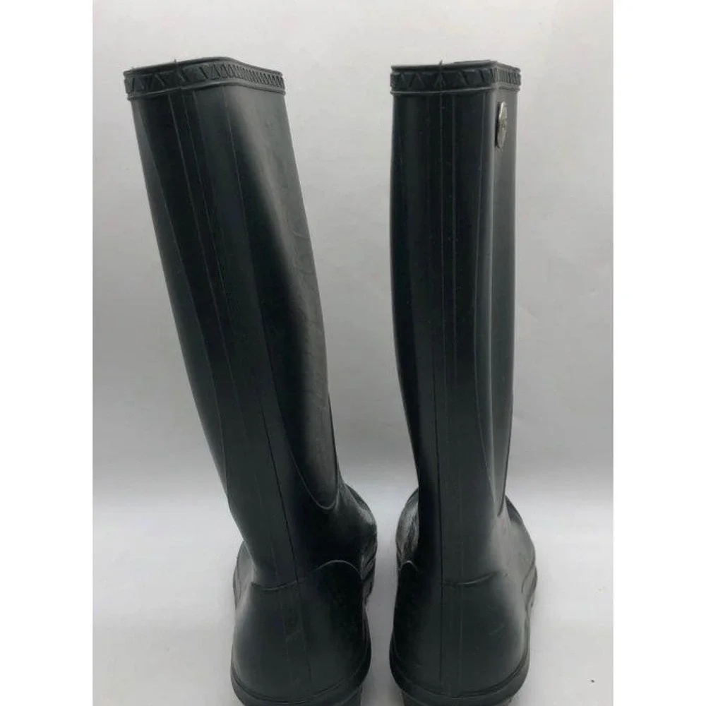 UGG Rain Boots Mens Size 9 Black Matte Rubber Tall Waterproof Excellent